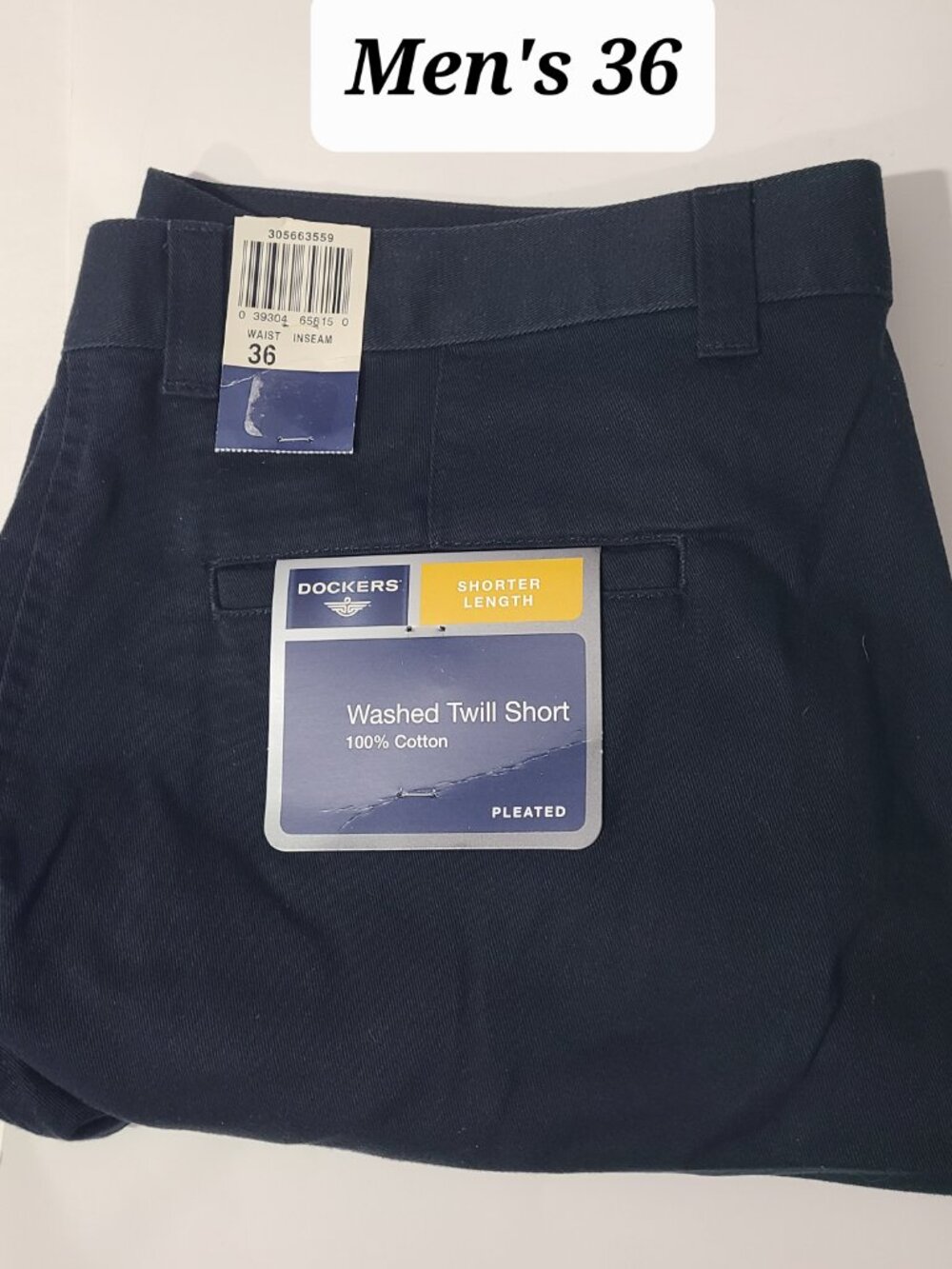 Vintage Dockers Black Pleated Shorts 100% Cotton Twill Men's Size 36 NWT NOS